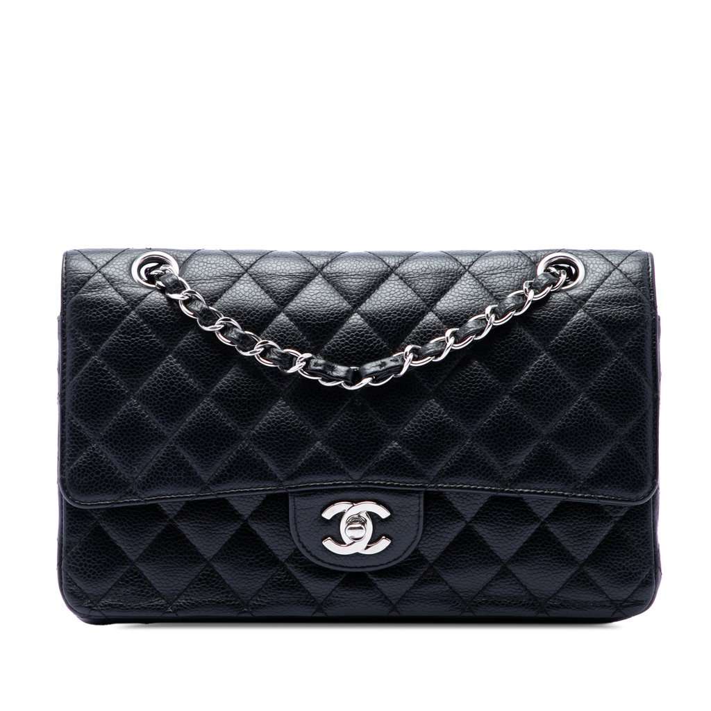 Chanel Medium Classic Caviar Double Flap Black Leather Very good condition - Front View
