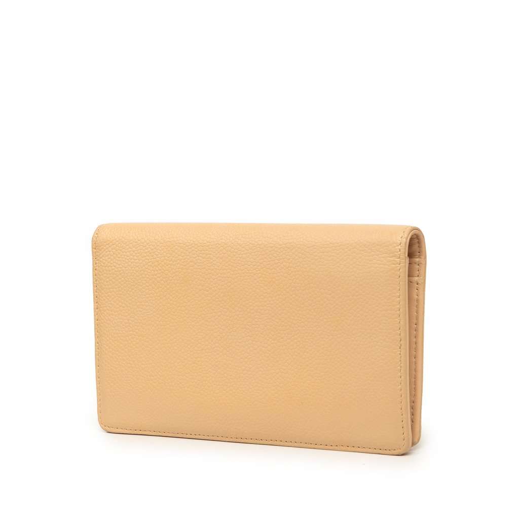 Chanel CC Caviar Bifold Long Wallet Beige Leather Very good - Back View