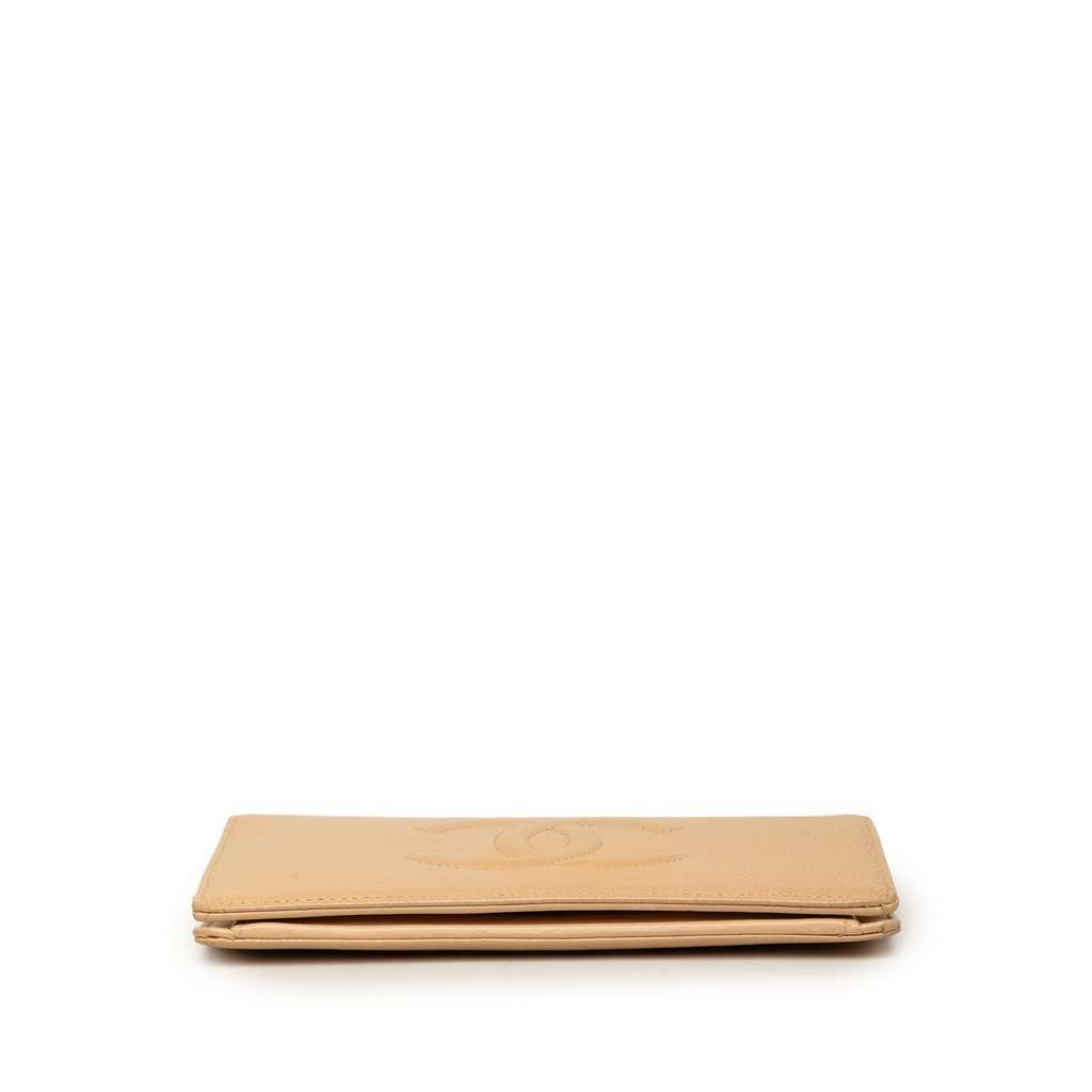 Chanel CC Caviar Bifold Long Wallet Beige Leather Very good - Inside View