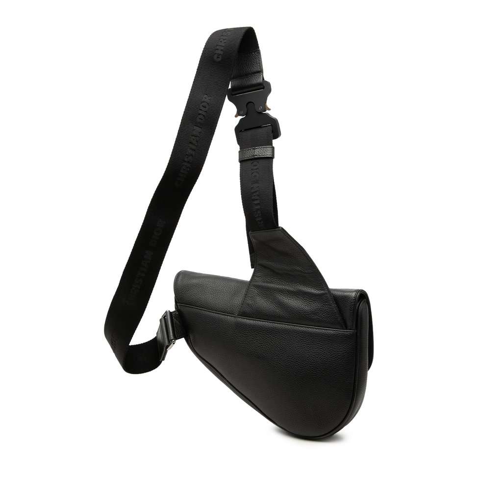 Dior Shawn Stussy Grained Calfskin Saddle Bag Black Leather Very good - Back View