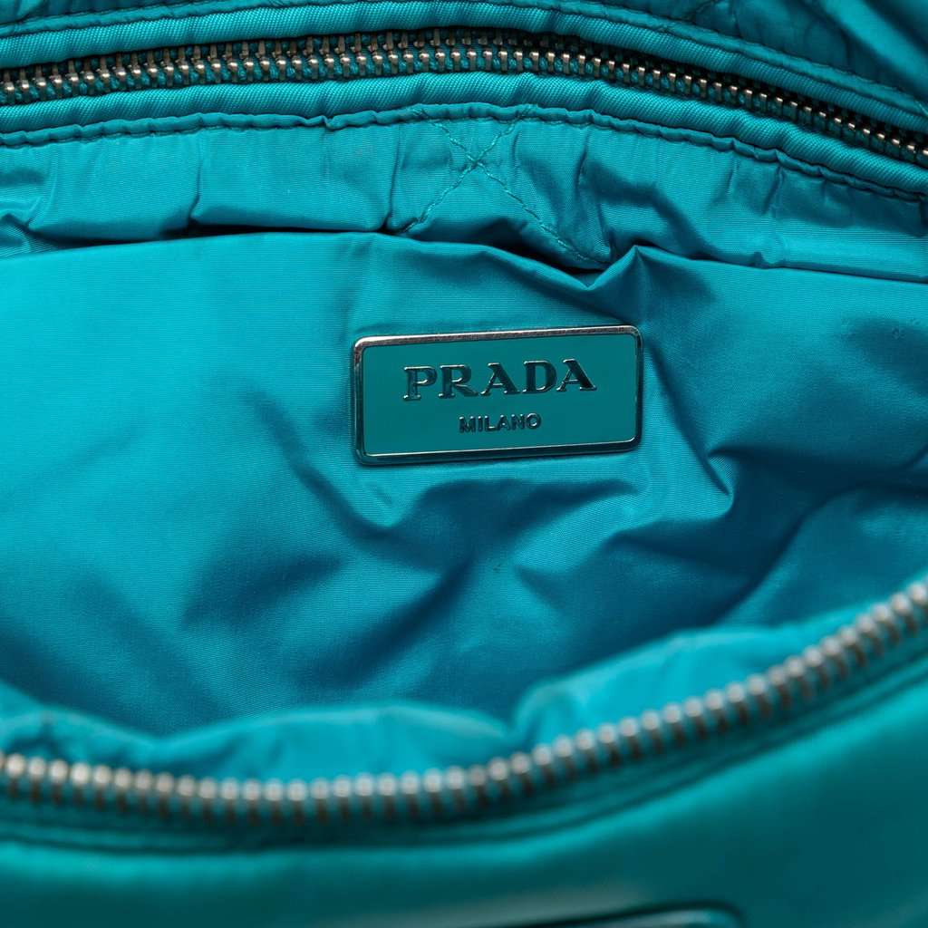 Prada Tessuto Bomber Clutch Blue Very good condition - Box View