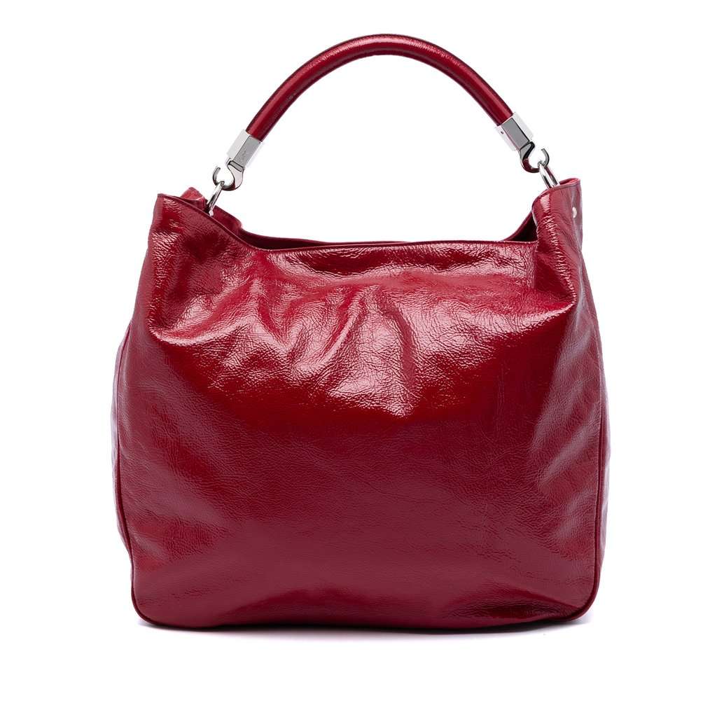Saint Laurent Crinkled Patent Roady Hobo Red Leather Very good condition - Front View