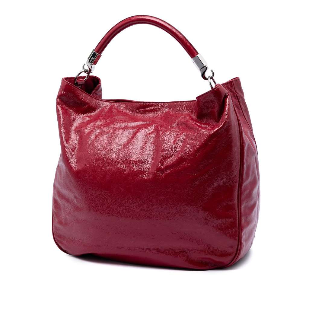 Saint Laurent Crinkled Patent Roady Hobo Red Leather Very good condition - Back View