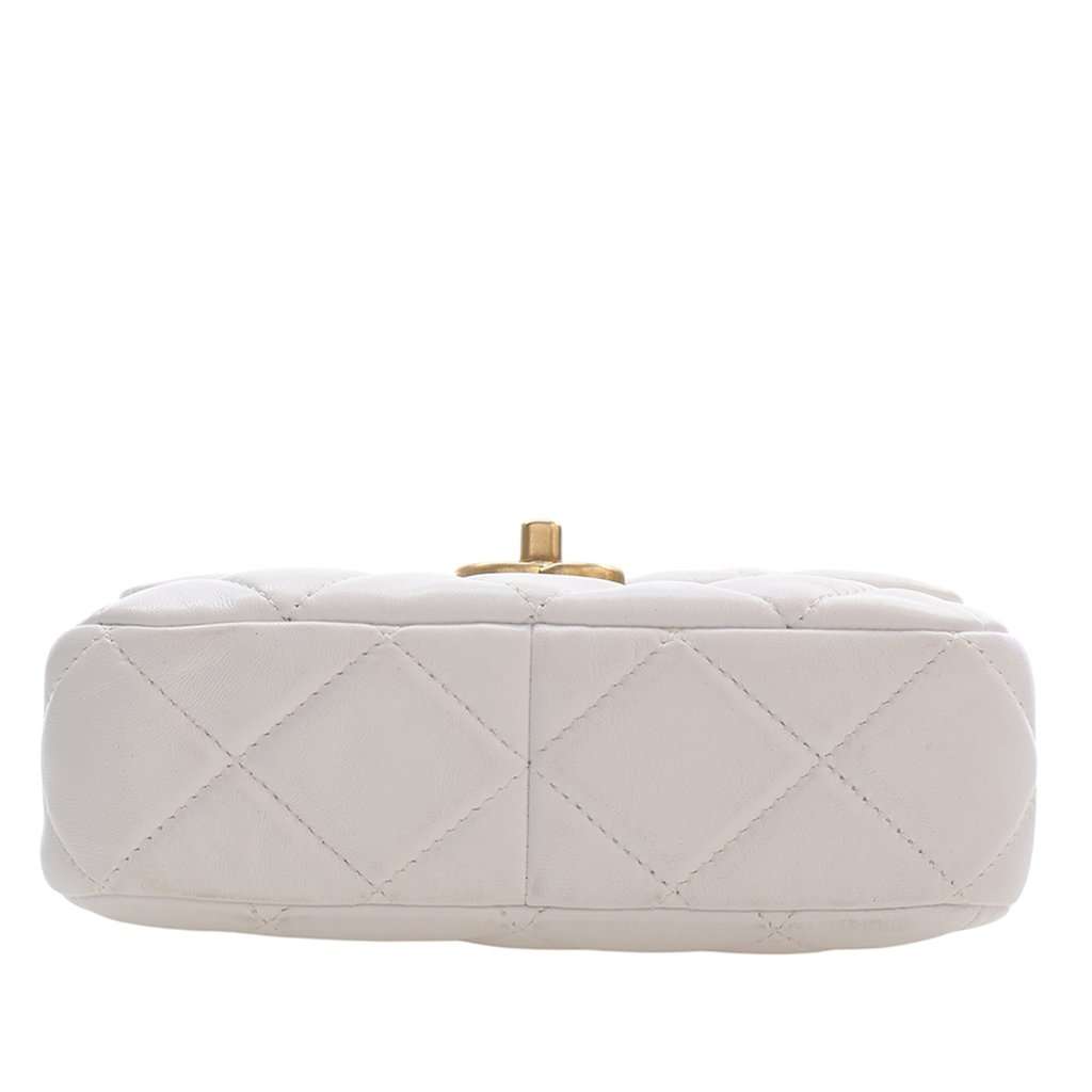 Chanel Mini Quilted Lambskin Candy Chain Flap White Leather Very good condition - Box View