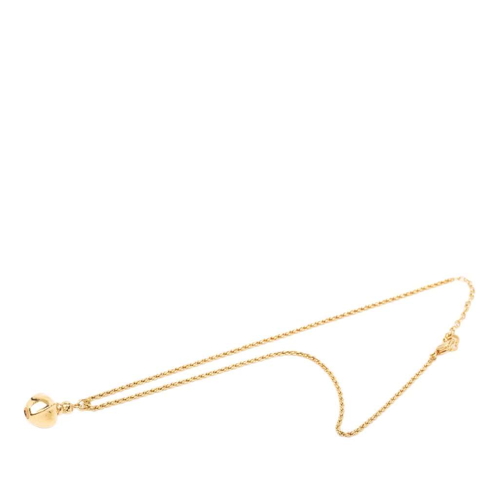 Dior Gold Plated Perfume Bottle Pendant Necklace Gold Metal Very good - Front View