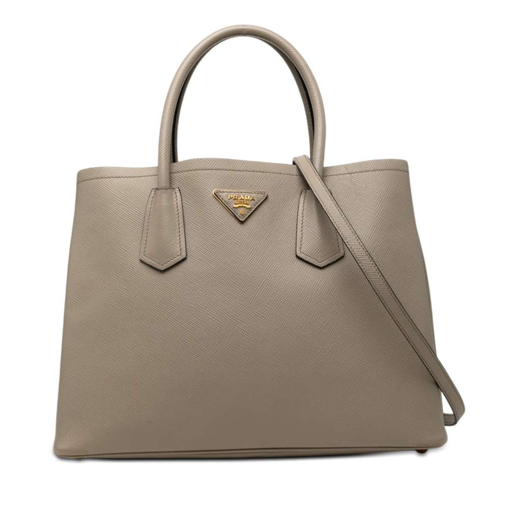 Prada Medium Saffiano Cuir Double Satchel MultiColor Leather Very good condition - Front View