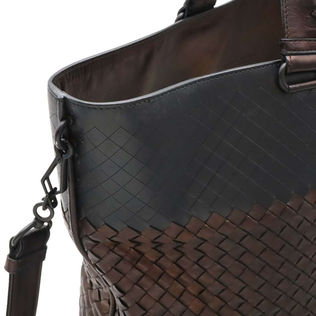 Bottega Veneta Bicolor Nappa Intrecciato Imperatore Convertible Tote Brown Leather Very good condition - Box View