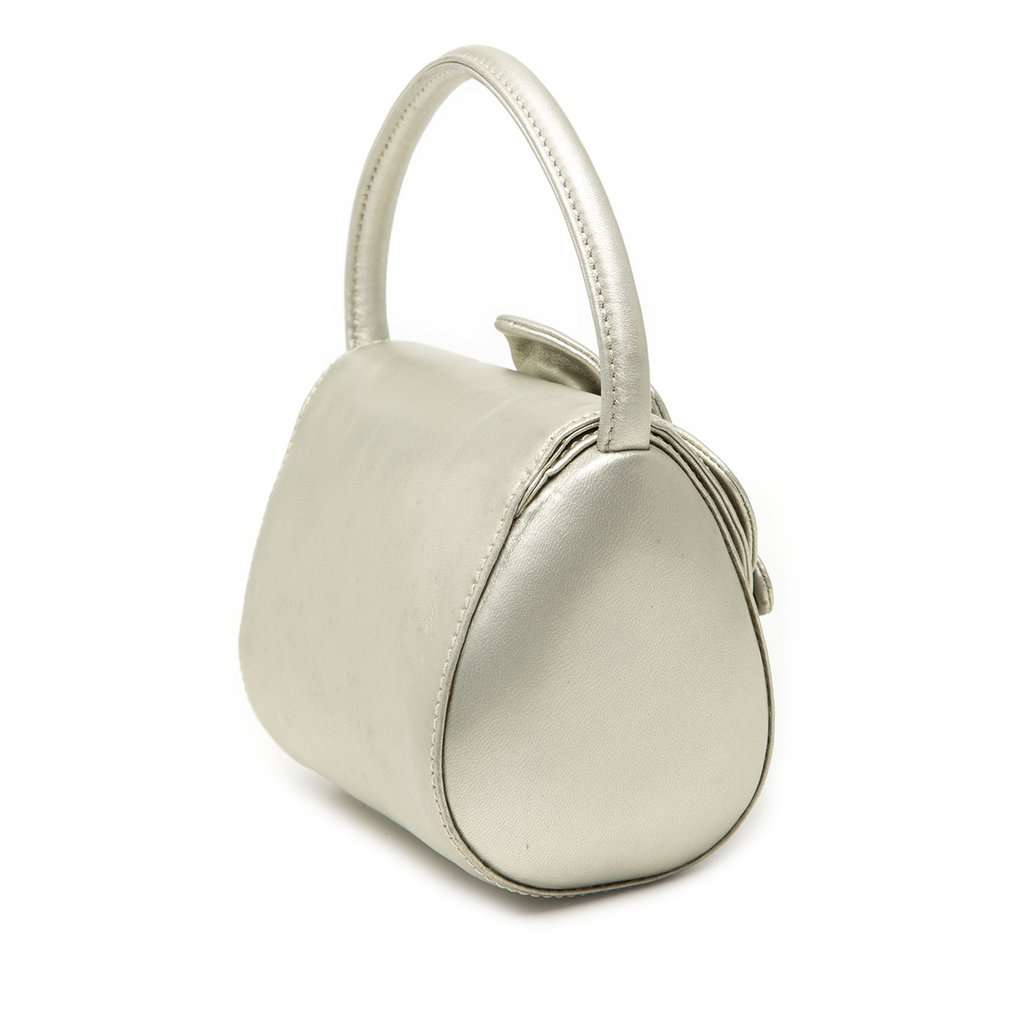 Loewe Metallic Leather Anagram Flower Handbag Silver Leather Very good - Back View