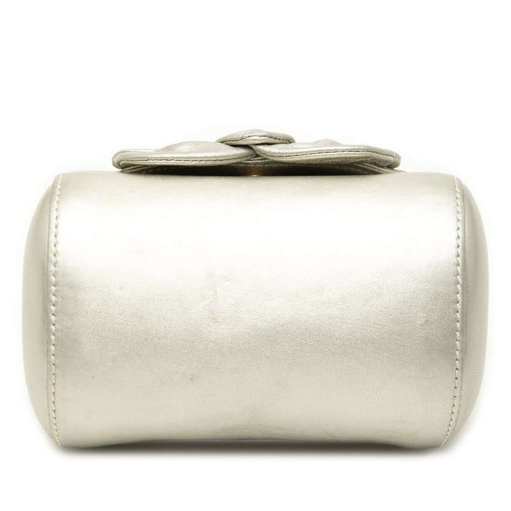 Loewe Metallic Leather Anagram Flower Handbag Silver Leather Very good - Inside View