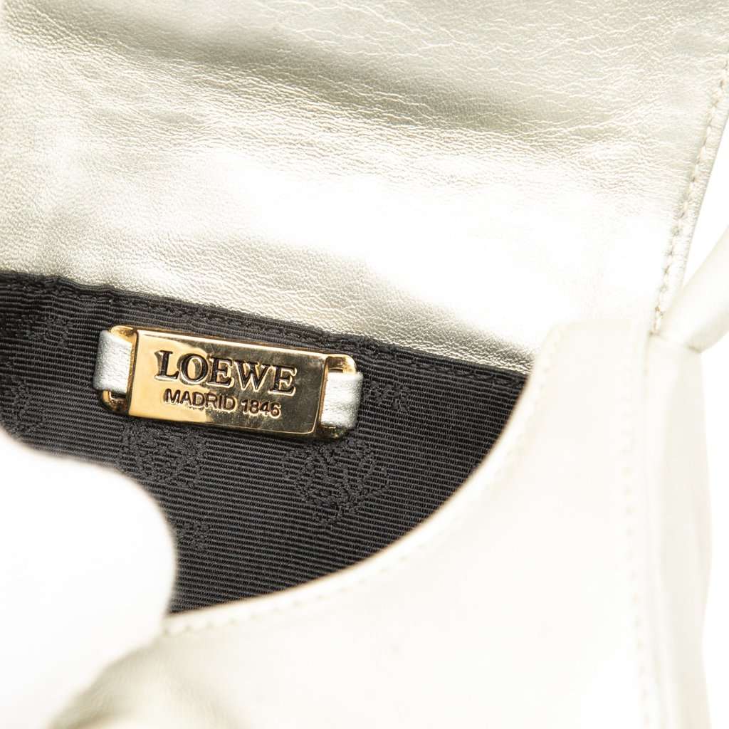 Loewe Metallic Leather Anagram Flower Handbag Silver Leather Very good - Box View