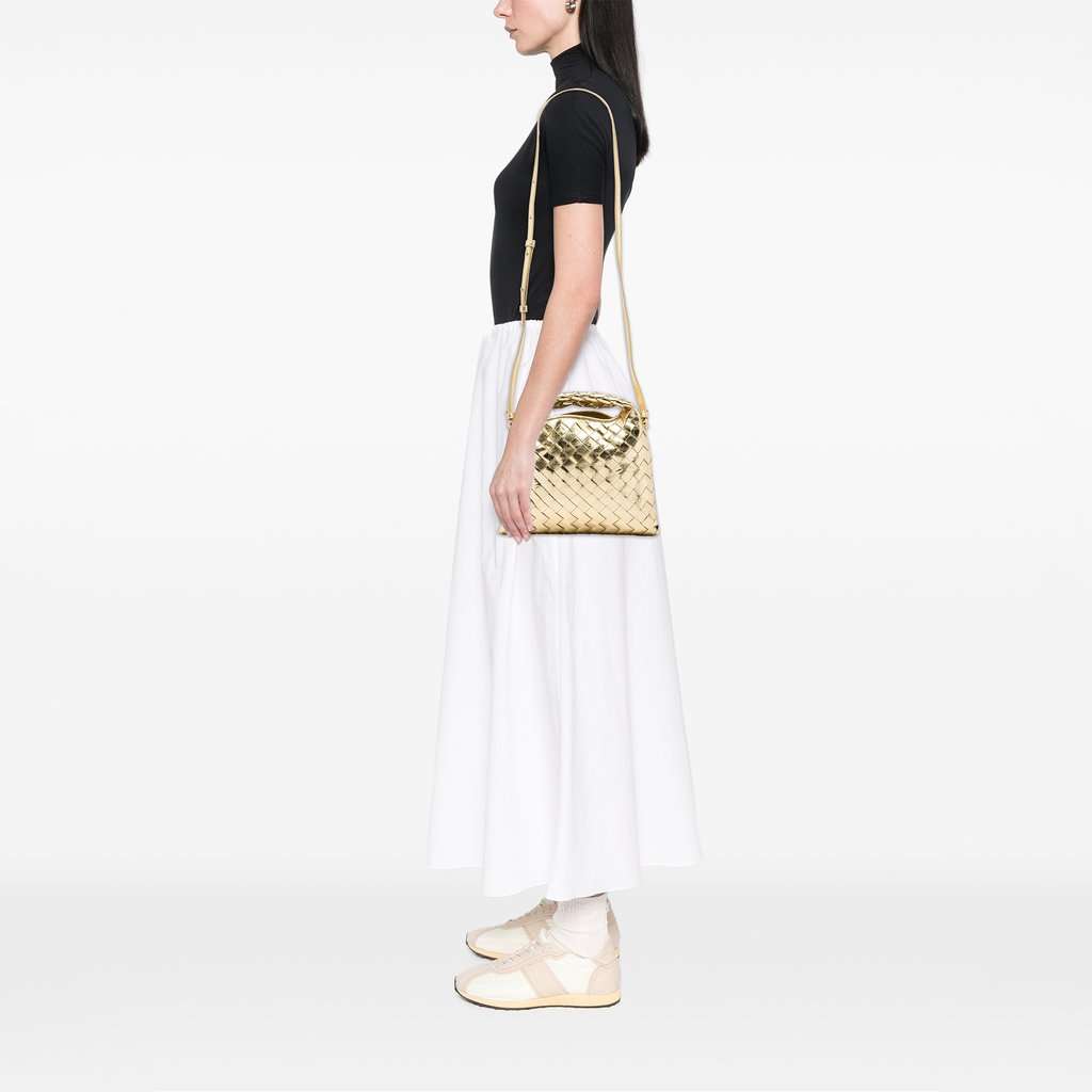 Bottega Veneta Mini Metallic Nappa Intrecciato Hop Satchel Gold Leather Very good - Box View