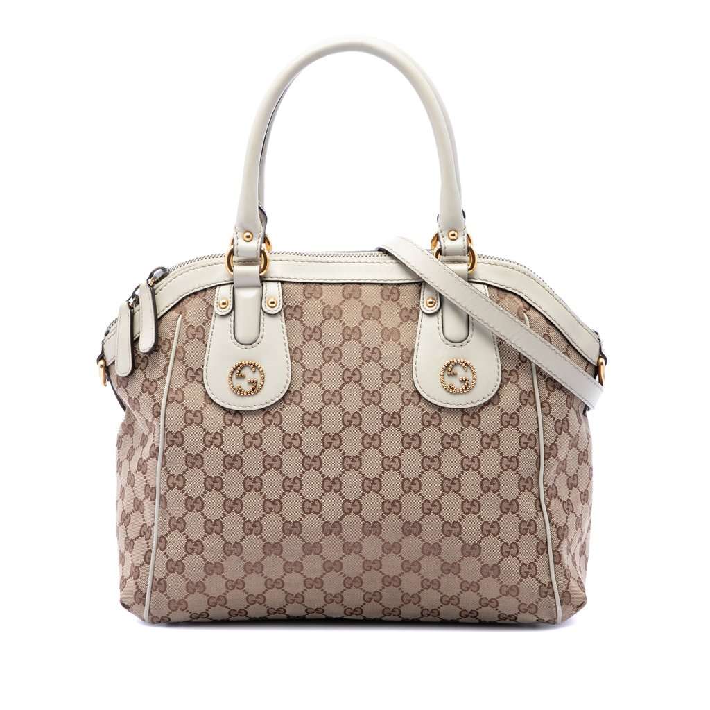 Gucci Medium GG Canvas Scarlett Satchel Beige Very good condition - Front View