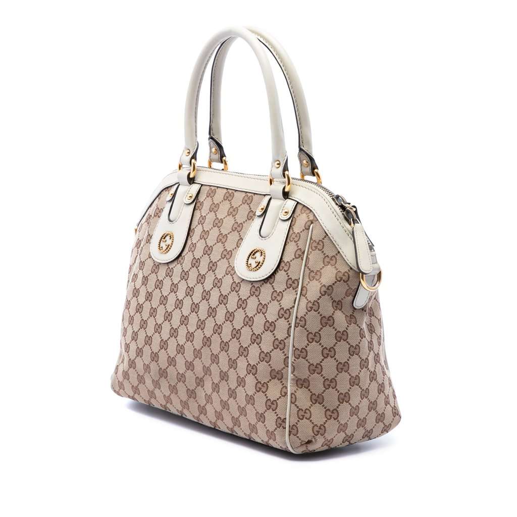 Gucci Medium GG Canvas Scarlett Satchel Beige Very good condition - Back View