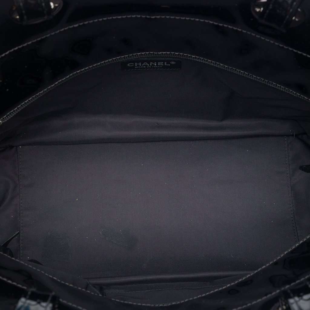 Chanel Large Quilted Patent Paris Biarritz Tote Black Leather Very good - Model View