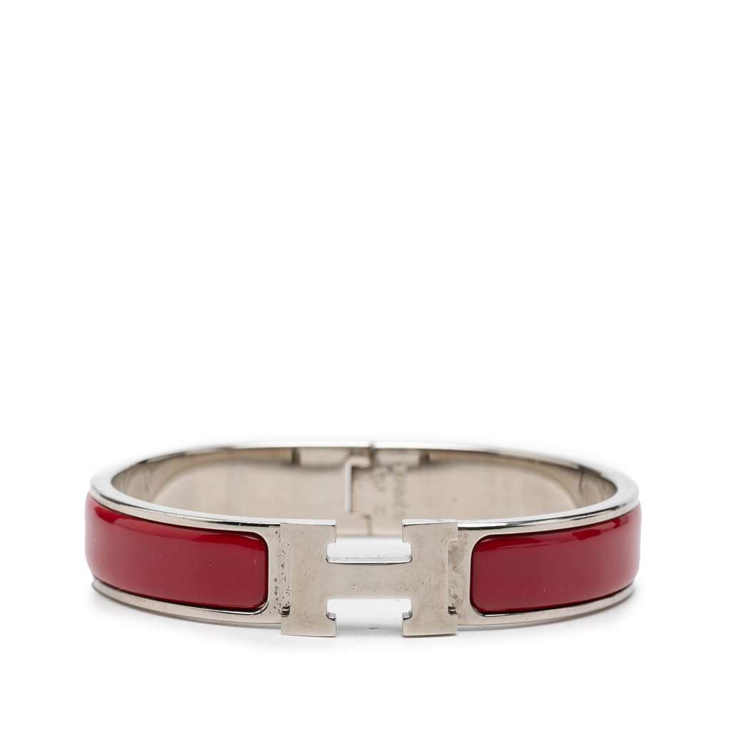 Hermès Narrow Enamel Clic H Bracelet PM Red Very good condition - Front View