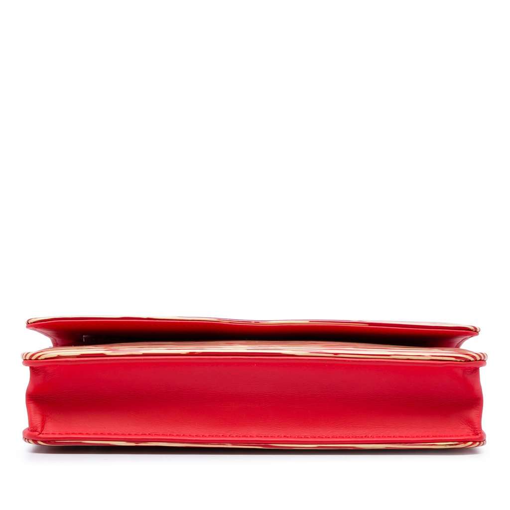 Chanel CC Striped Patent Wallet On Chain Red Leather Very good condition - Inside View