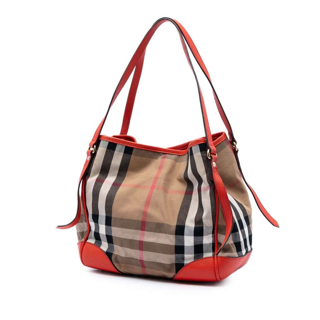 Burberry Small House Check Canvas Bridle Canterbury Tote Brown Very good - Back View