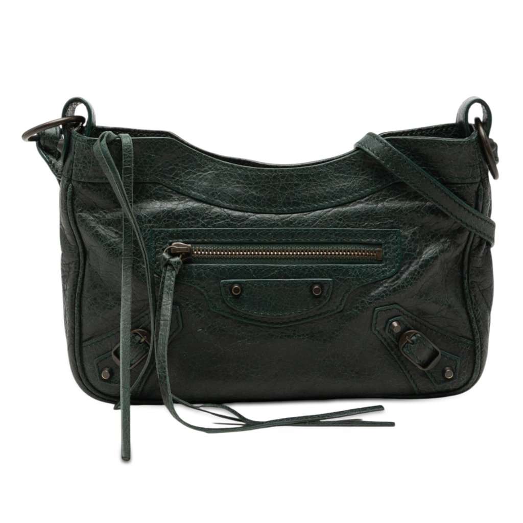 Balenciaga Lambskin Motocross Classic Hip Crossbody Green Leather Very good condition - Front View