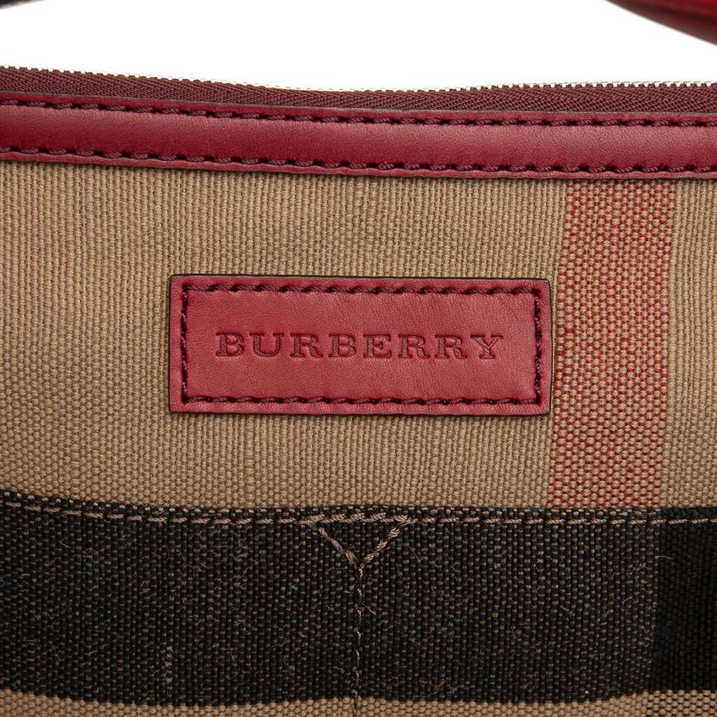 Burberry Medium Mega Check Canvas and Grained Calfskin Ashby Tassel Bucket Bag Brown Very good - Box View