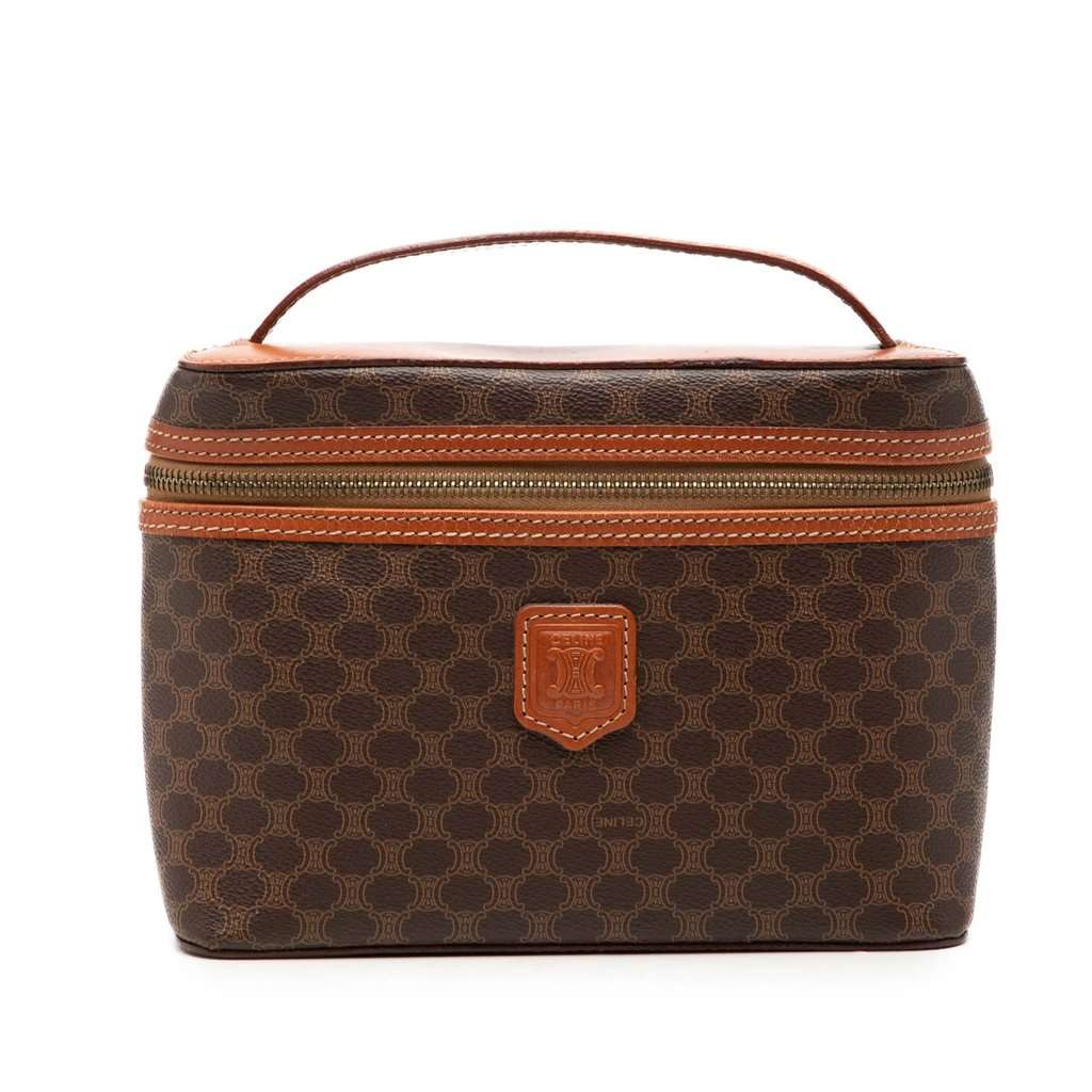 Celine Macadam Coated Canvas Vanity Bag Brown Very good - Front View