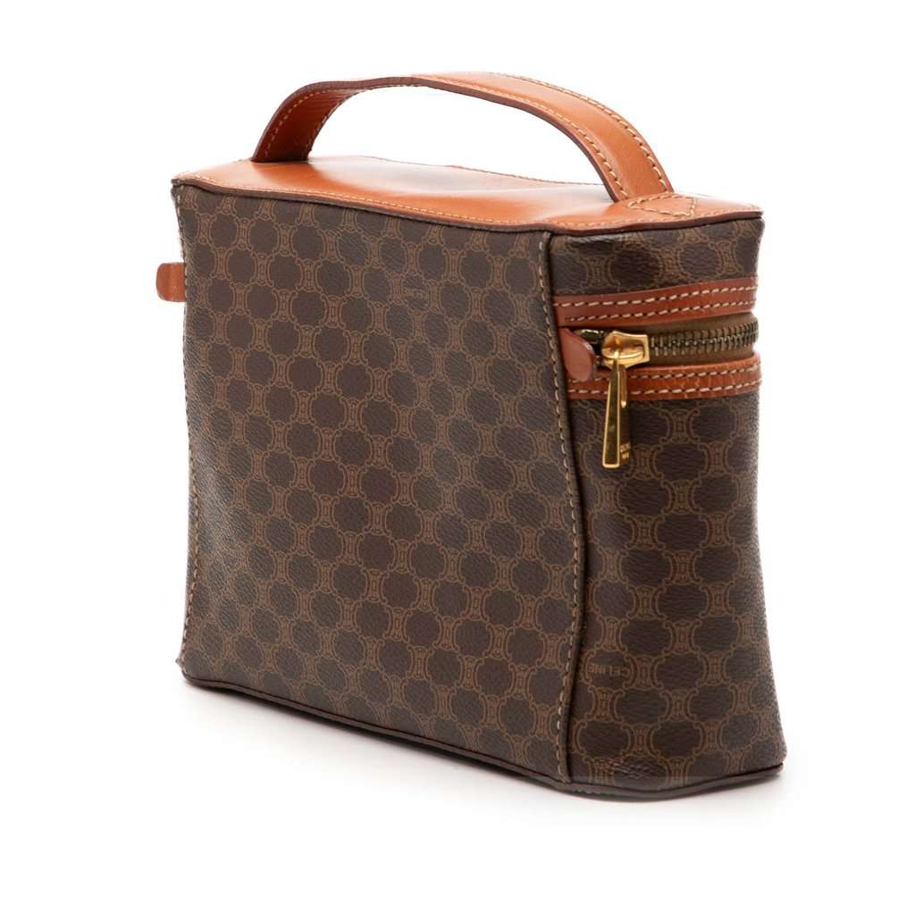 Celine Macadam Coated Canvas Vanity Bag Brown Very good - Back View