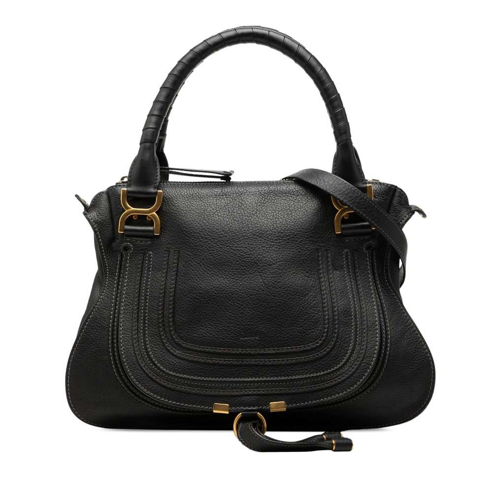 Chloé Medium Grained Leather Marcie Satchel Black Leather Very good - Front View