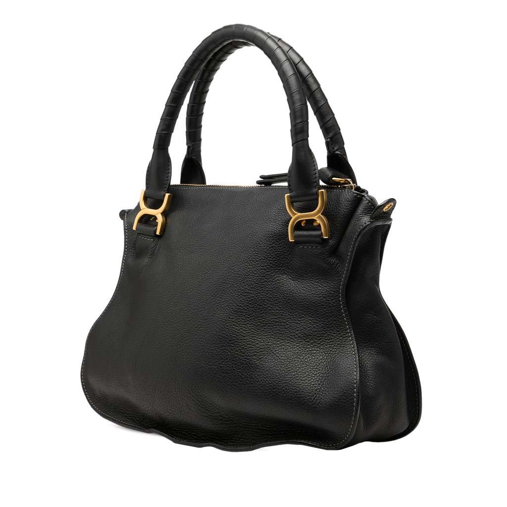 Chloé Medium Grained Leather Marcie Satchel Black Leather Very good - Back View