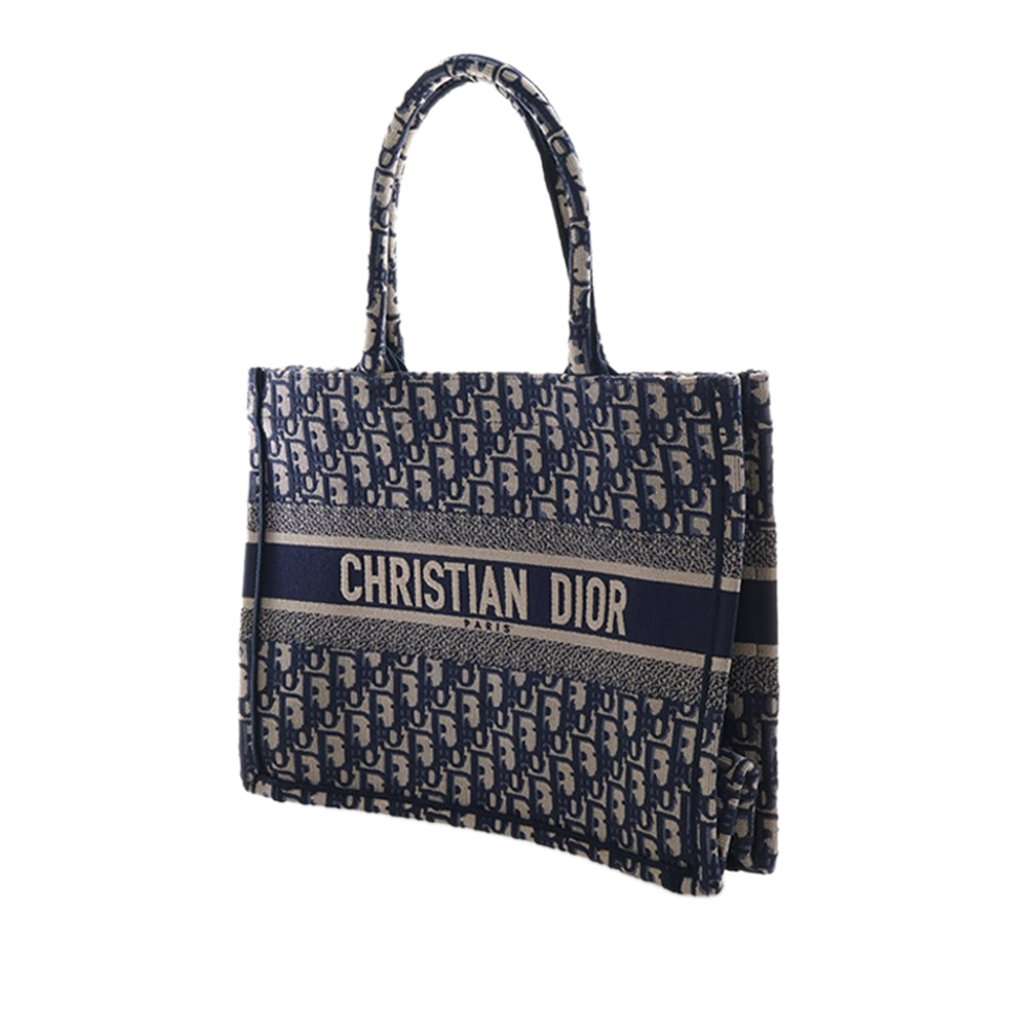 Dior Medium Oblique Embroidered Canvas Book Tote Blue Never worn - Back View
