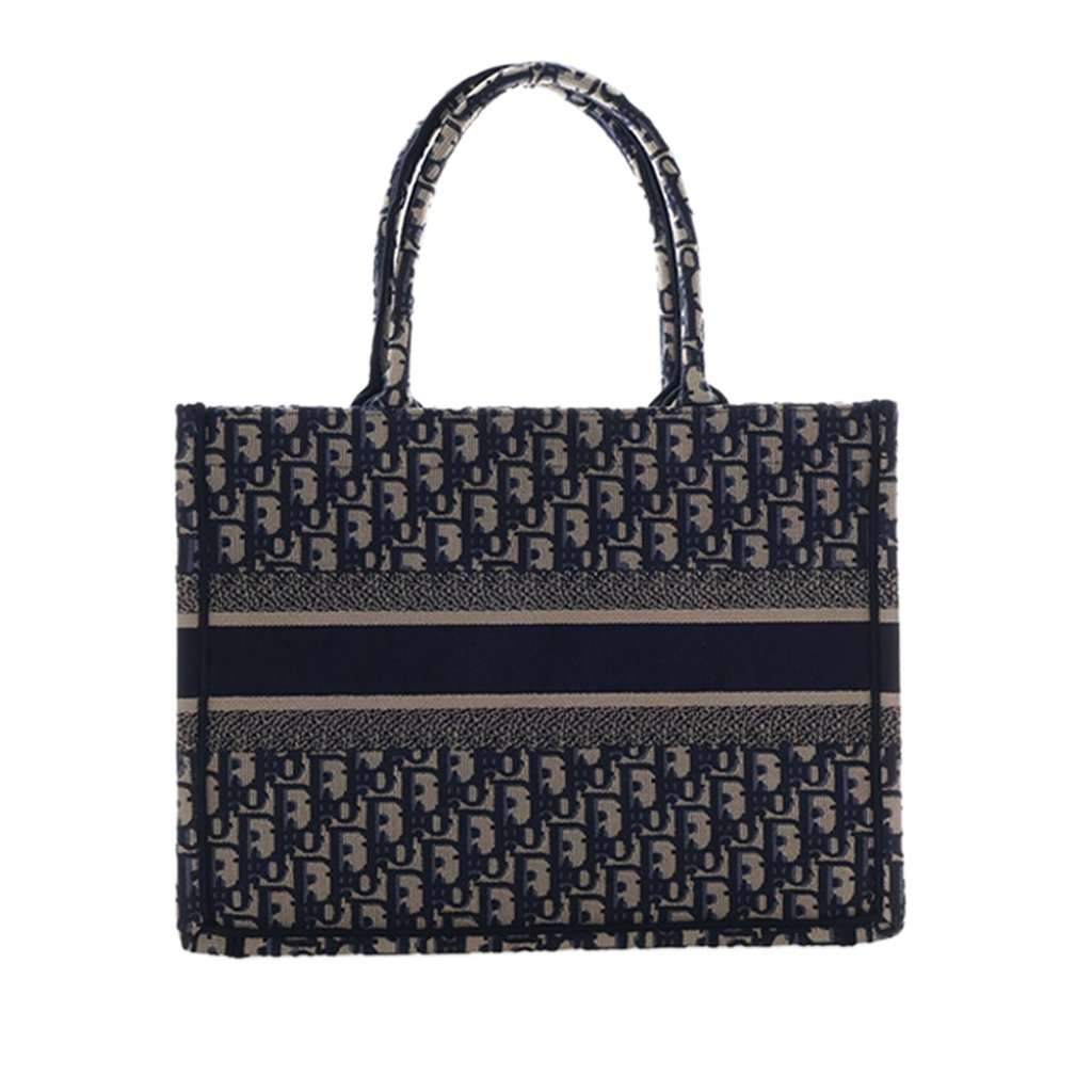 Dior Medium Oblique Embroidered Canvas Book Tote Blue Never worn - Model View