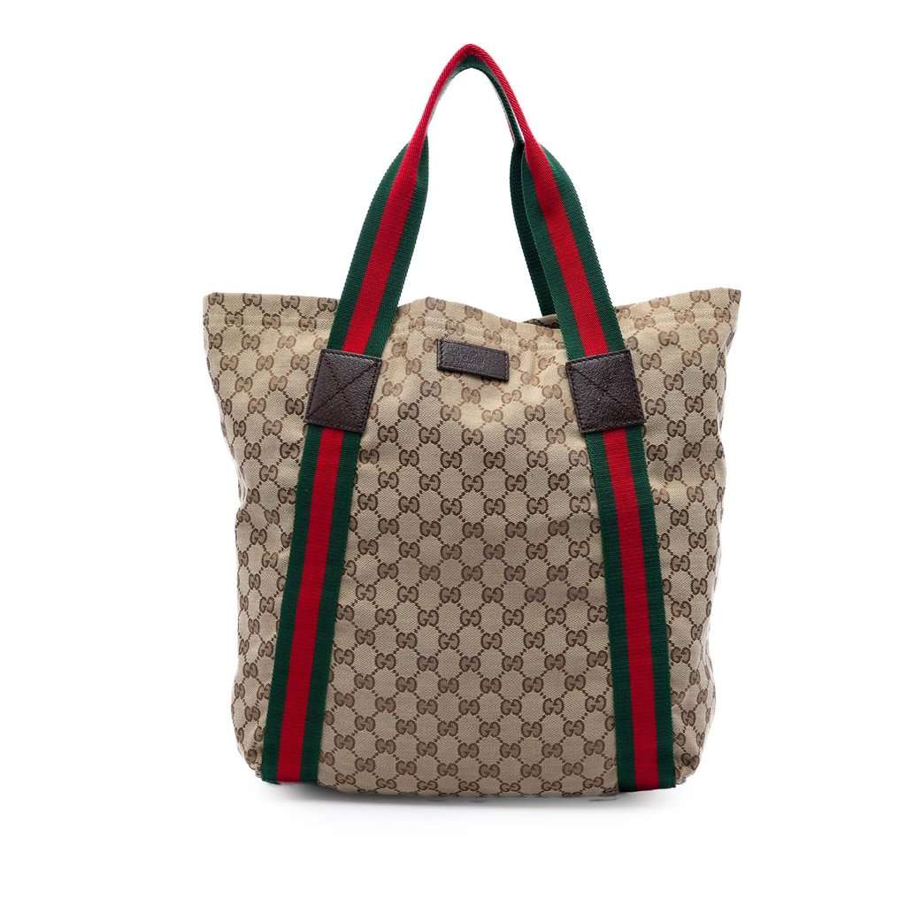 Gucci GG Canvas Web Tote Beige Very good condition - Front View