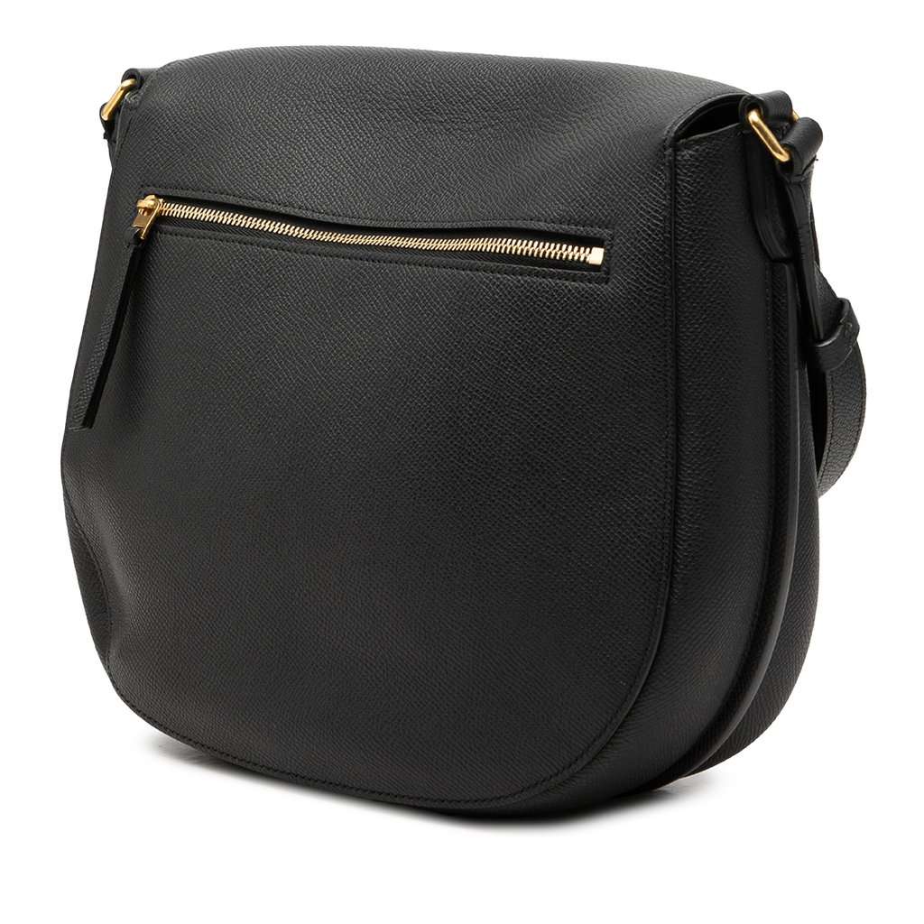 Celine Medium Grained Calfskin Trotteur Crossbody Black Leather Very good condition - Back View