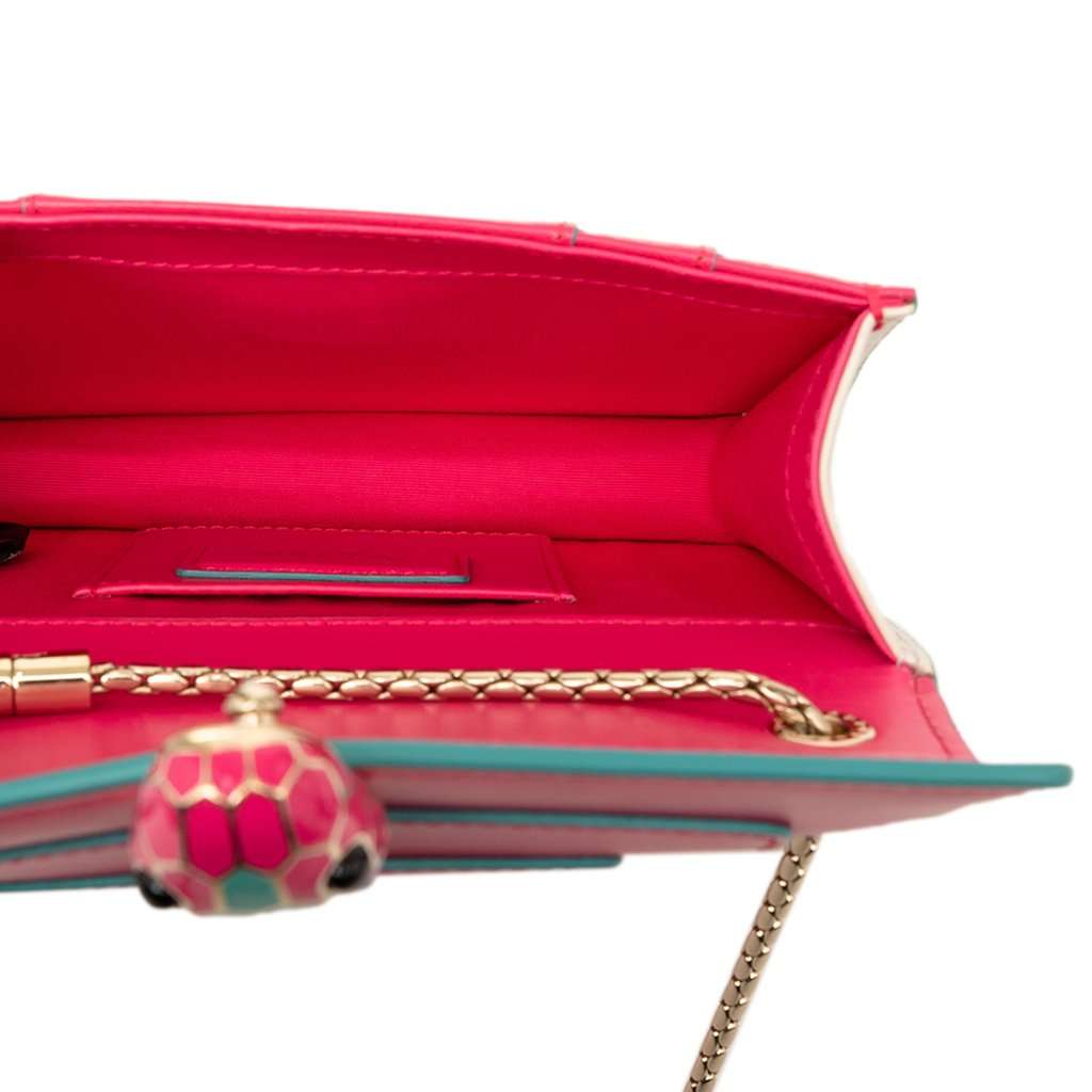 Bvlgari Small Leather Square Serpenti Forever Chain Crossbody Pink Leather Very good - Model View