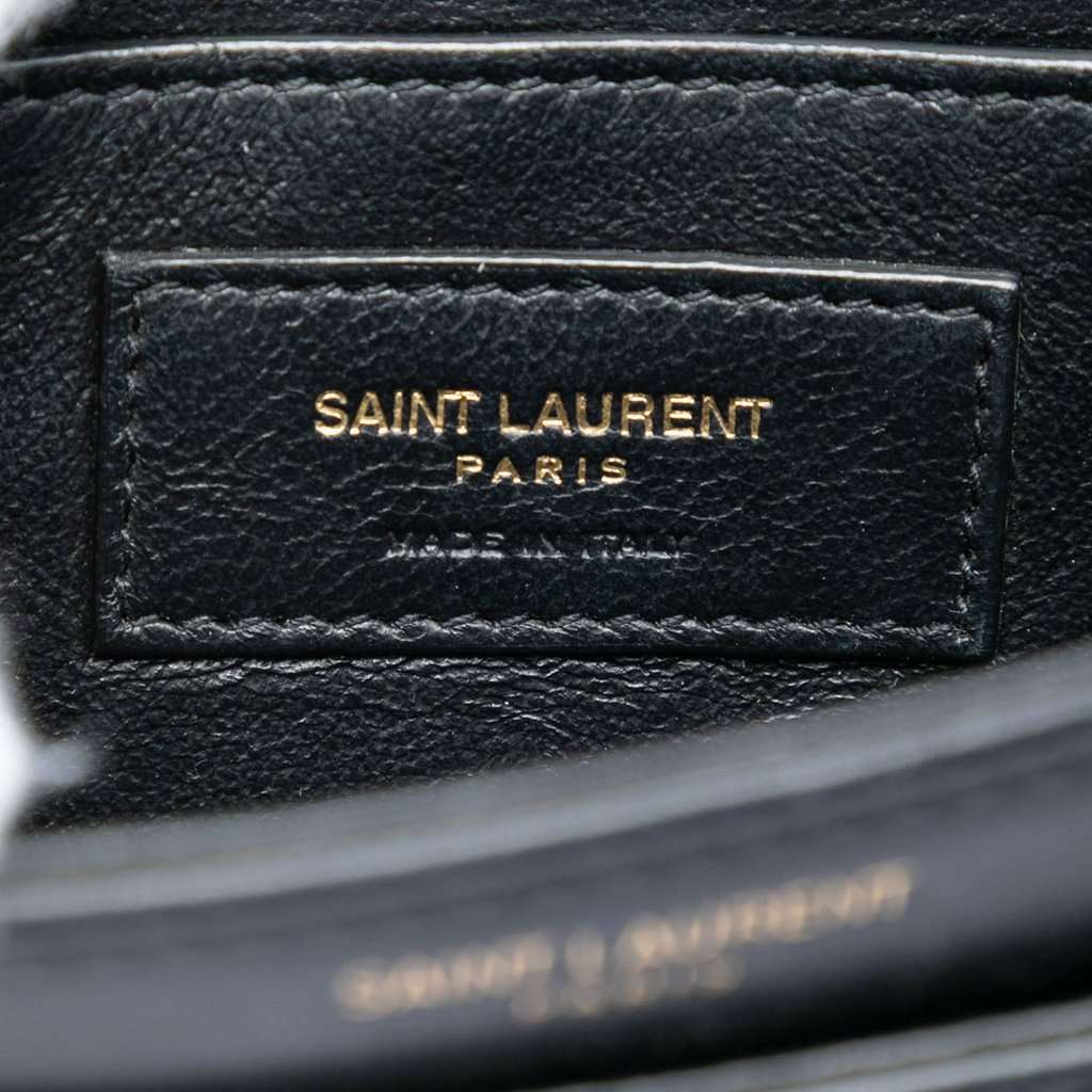 Saint Laurent Small Canvas Striped Solferino Satchel In Box Black Very good condition - Box View