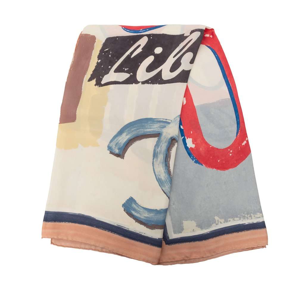 Chanel Viva Coco Cuba Libre Silk Scarf 90 White Very good condition - Front View