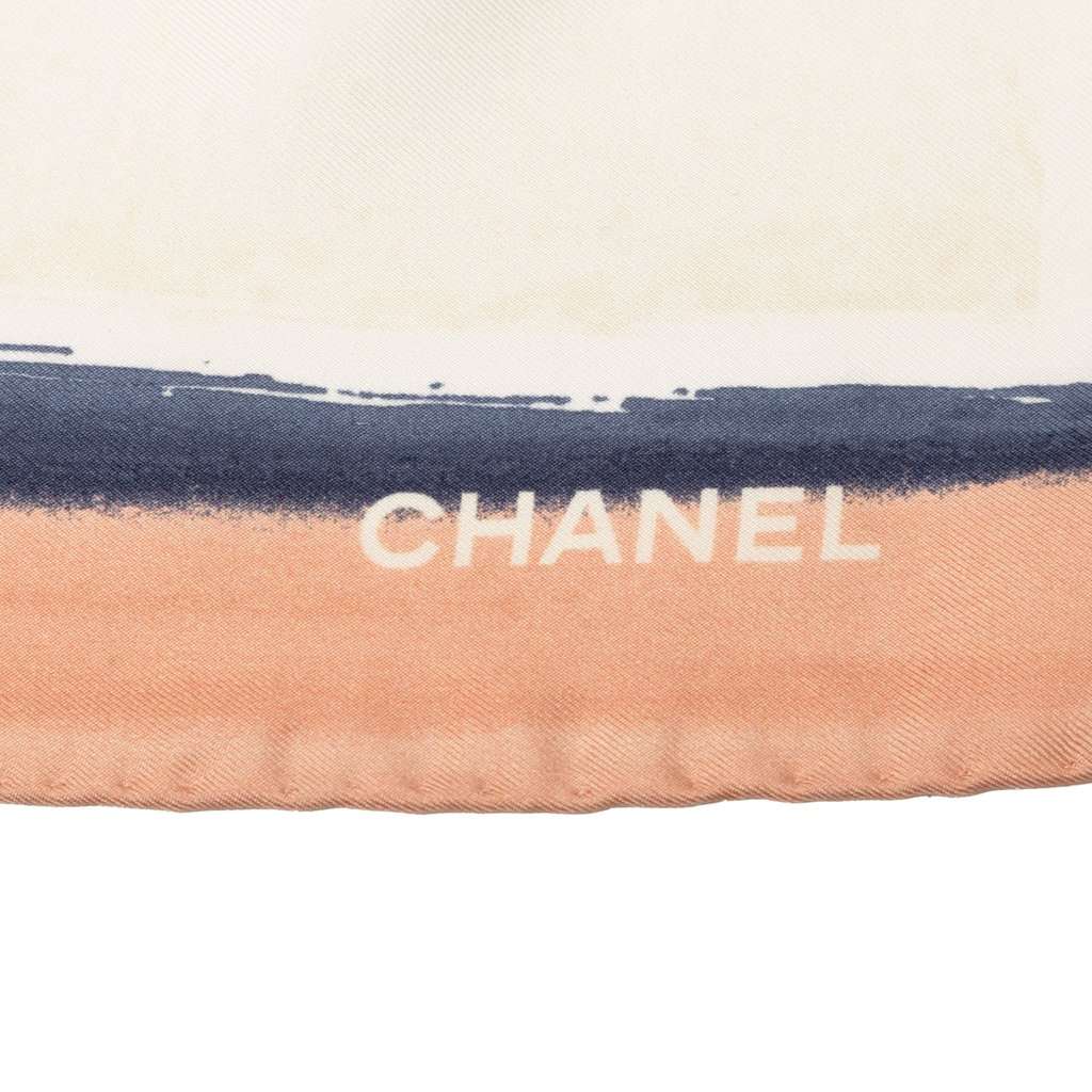 Chanel Viva Coco Cuba Libre Silk Scarf 90 White Very good condition - Back View