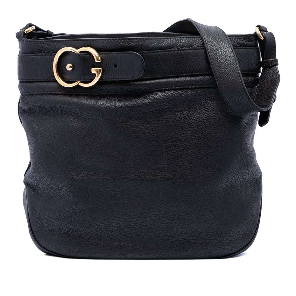 Gucci Large Calfskin Ride Shoulder Bag Black Leather Good - Front View