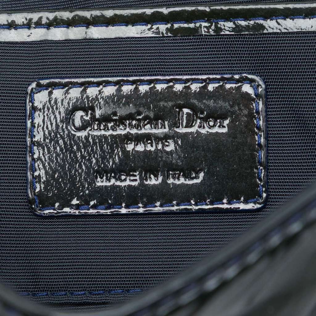 Dior Patent Cannage Lady Dior Clutch with Chain Black Leather Very good condition - Box View