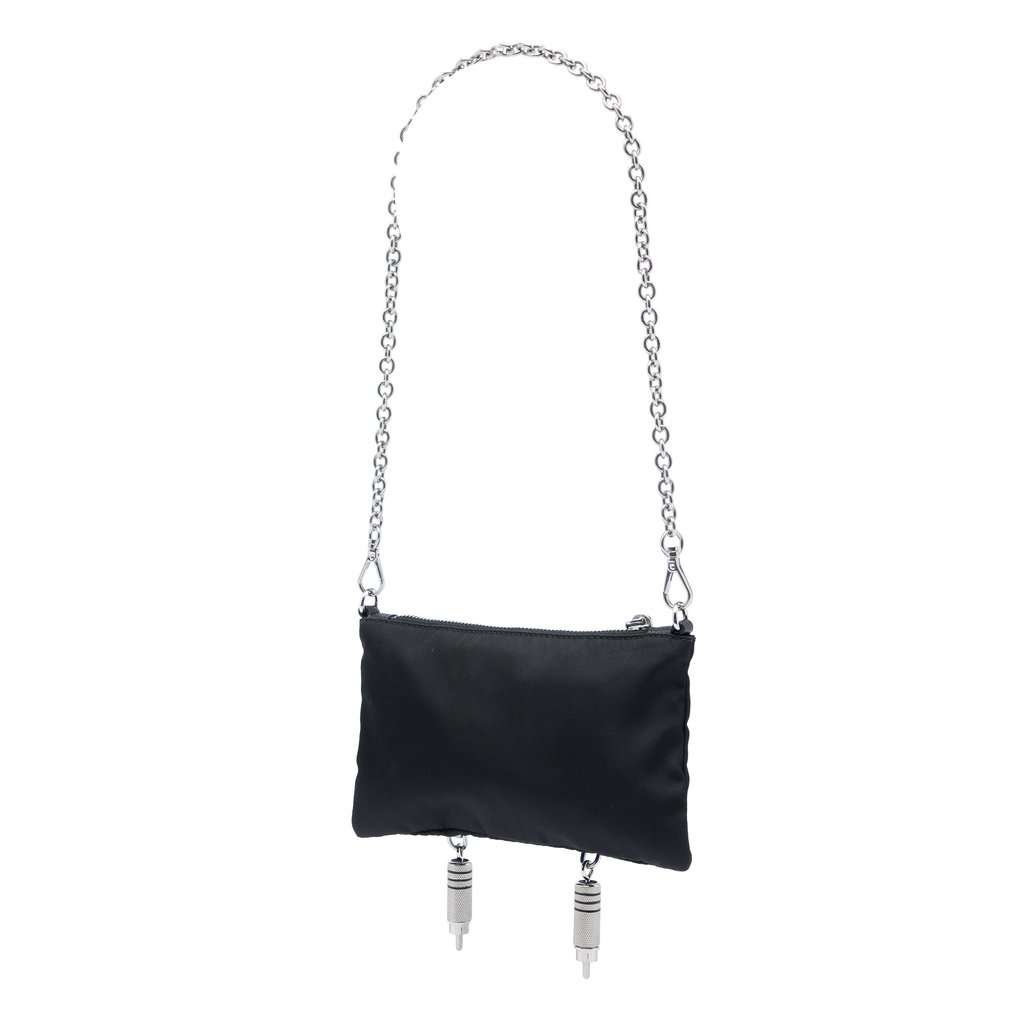 Prada Tessuto Saffiano Robot Chain Shoulder Bag Black Very good - Back View
