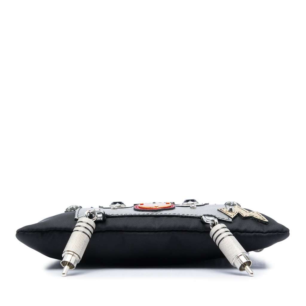 Prada Tessuto Saffiano Robot Chain Shoulder Bag Black Very good - Inside View