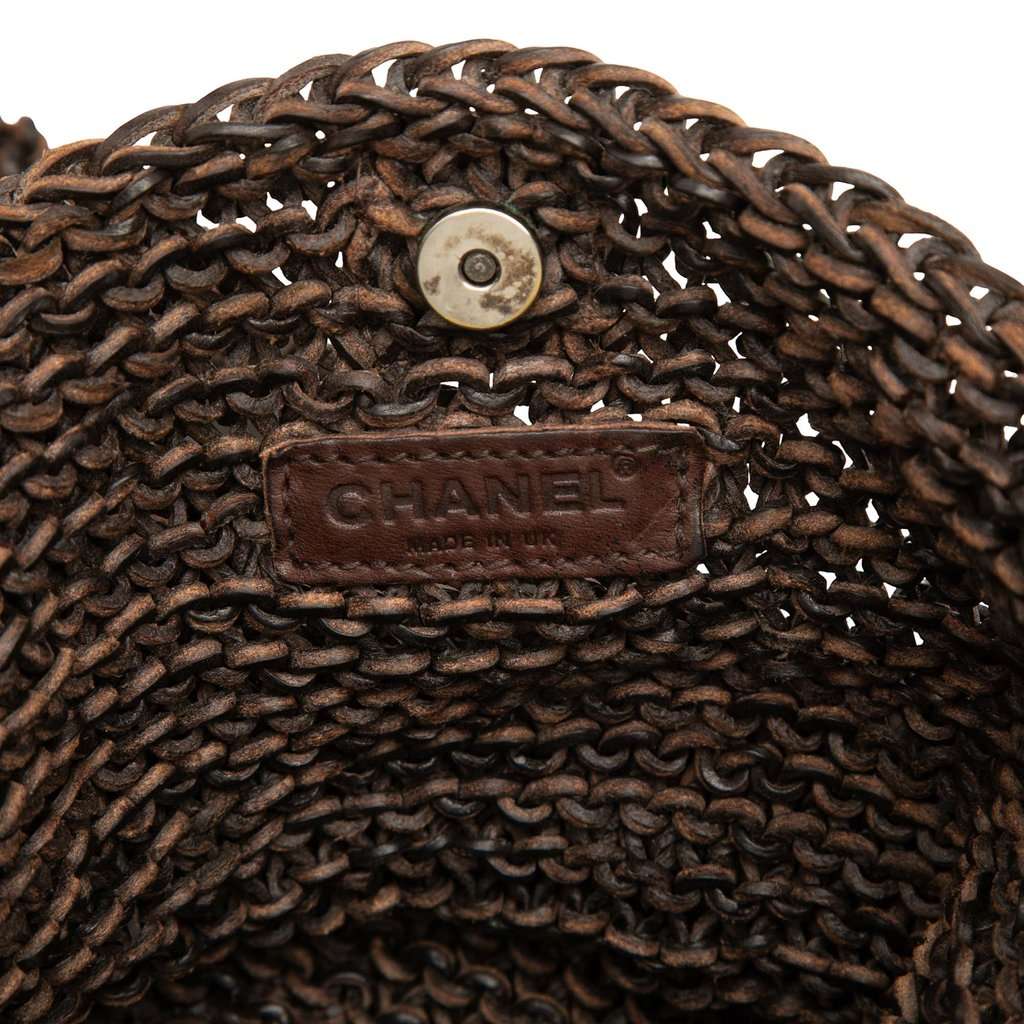 Chanel CC Knitted Calfskin Shoulder Bag Brown Leather Very good condition - Box View