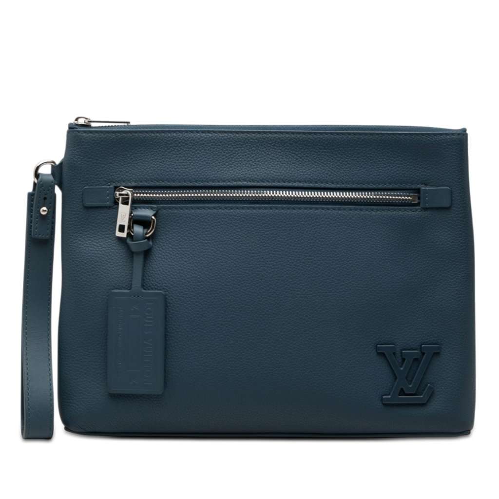 Louis Vuitton Aerogram Takeoff iPad Pouch Blue Leather Very good condition - Front View