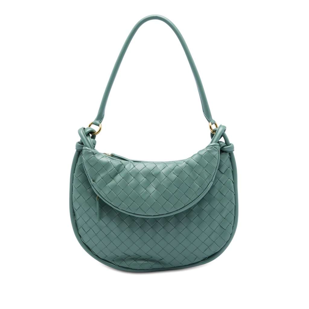 Bottega Veneta Medium Nappa Intrecciato Gemelli Hobo Green Leather Very good - Front View