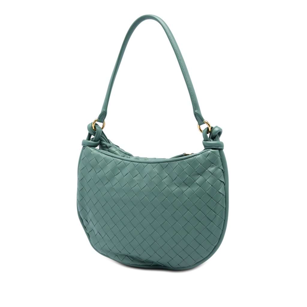 Bottega Veneta Medium Nappa Intrecciato Gemelli Hobo Green Leather Very good - Back View