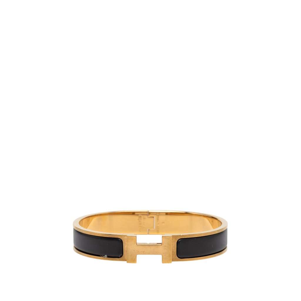 Hermès Narrow Enamel Clic H Bracelet PM Black Very good condition - Front View