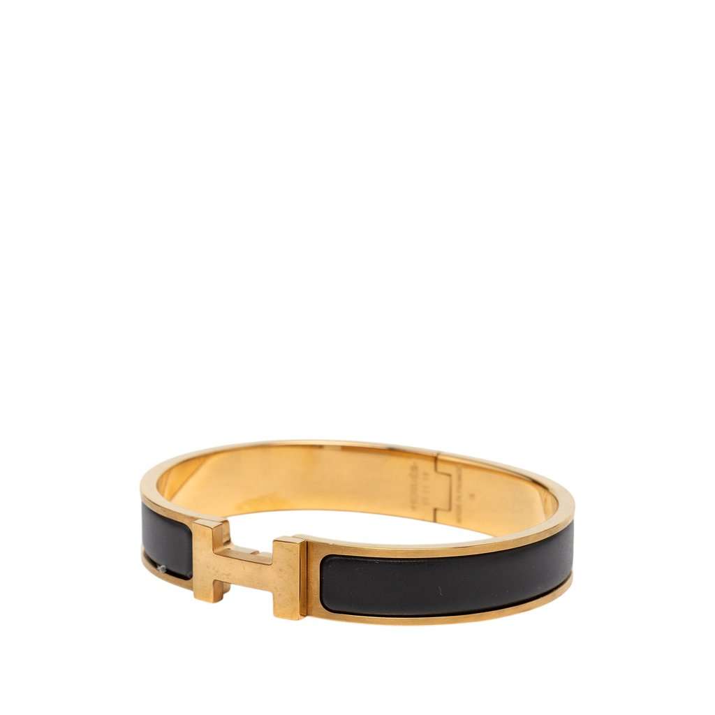 Hermès Narrow Enamel Clic H Bracelet PM Black Very good condition - Back View