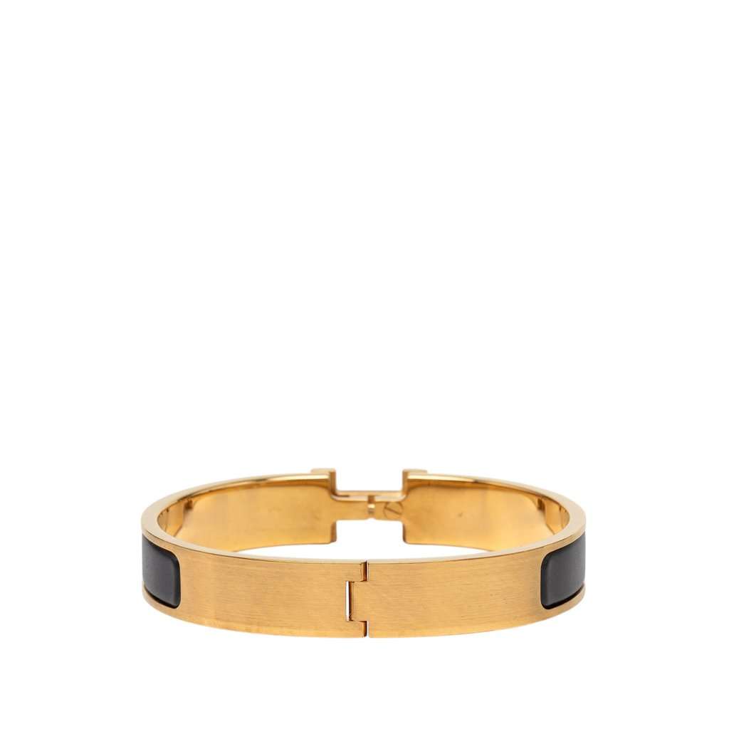 Hermès Narrow Enamel Clic H Bracelet PM Black Very good condition - Inside View