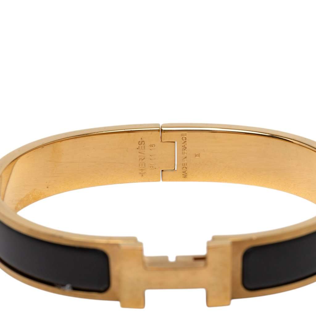 Hermès Narrow Enamel Clic H Bracelet PM Black Very good condition - Model View