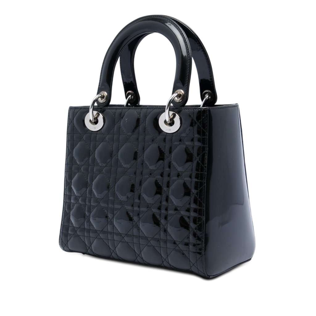 Dior Medium Patent Cannage Lady Dior Black Leather Very good condition - Back View