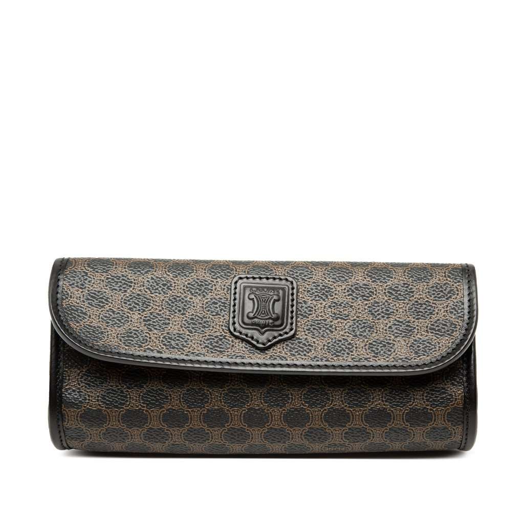Celine Macadam Coated Canvas Clutch Black Very good condition - Front View