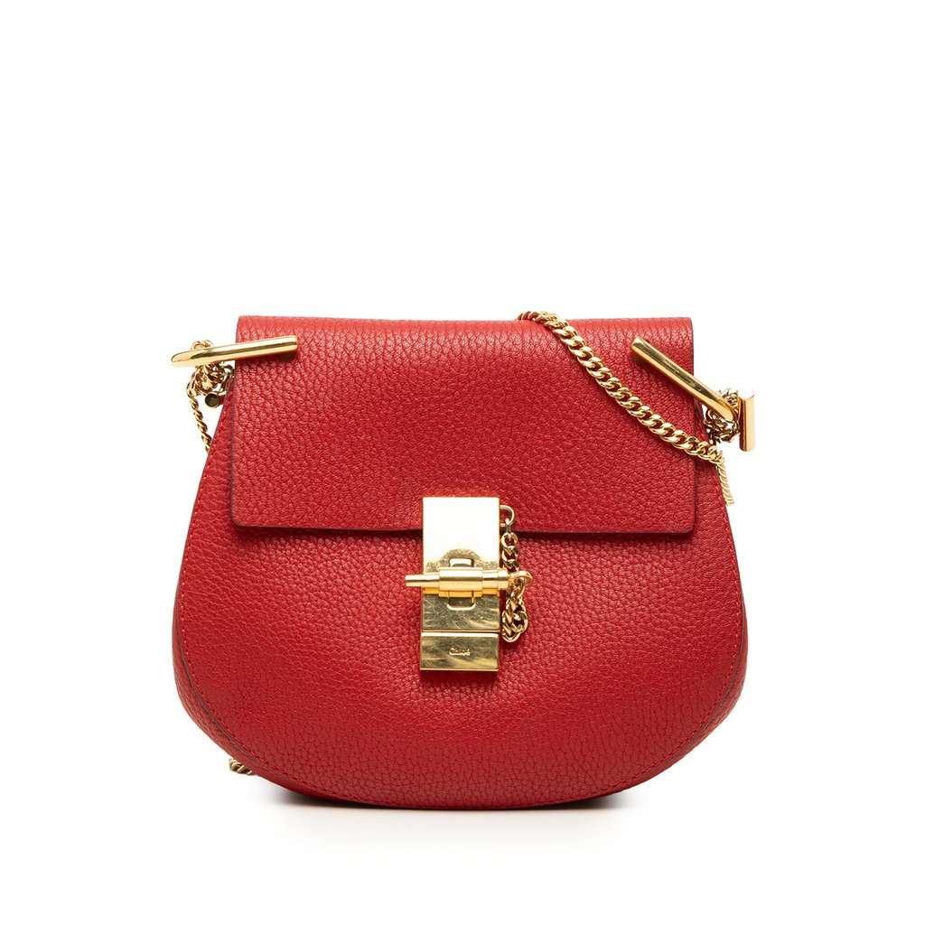 Chloé Mini Leather Drew Crossbody Red Leather Very good condition - Front View